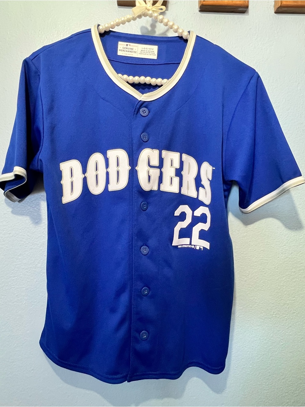 Genuine Merchandise Blue Dodgers Youth Unisex Button-Up Jersey with White Trim
